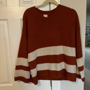 Burnt orange and off white stripe sweater